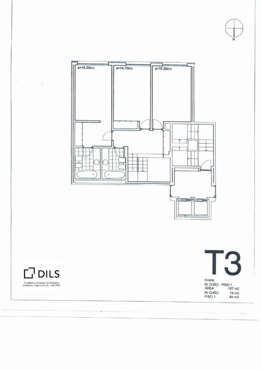 Apartamento T3 para Venda em Matosinhos e Leça da Palmeira Planta 1