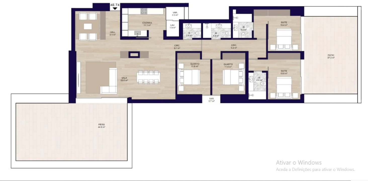 Apartamento T4 para Venda em Matosinhos e Leça da Palmeira Planta 2
