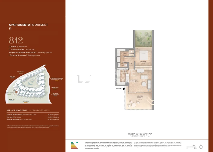 Apartamento T1 para Venda em Lagos (São Sebastião e Santa Maria) Planta 1