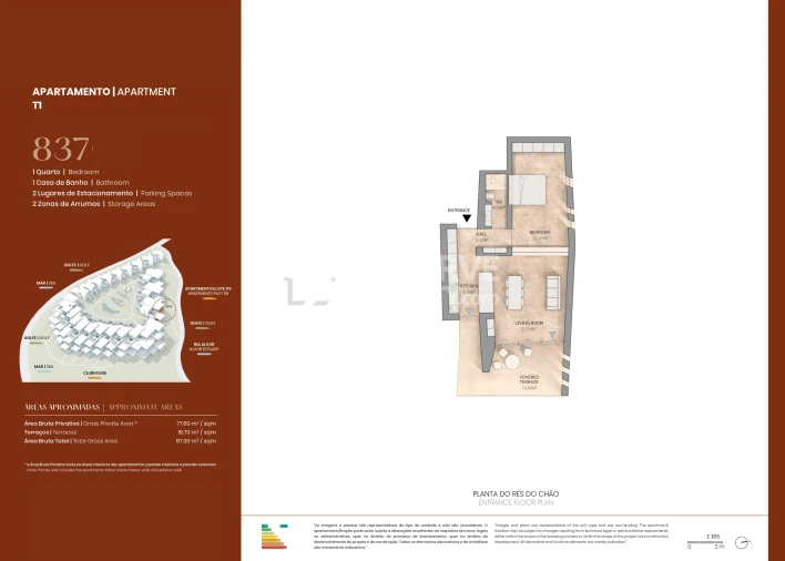 Apartamento T1 para Venda em Lagos (São Sebastião e Santa Maria) Planta 1