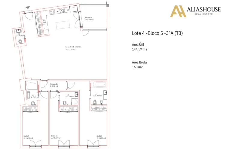 Apartamento T3 para Venda em Porto Salvo Planta 1
