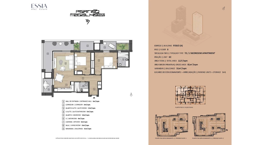 Apartamento T2 para Venda em Bonfim Planta 1