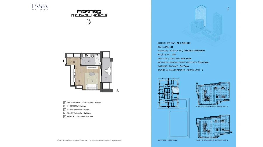 Apartamento T0 para Venda em Bonfim Planta 1