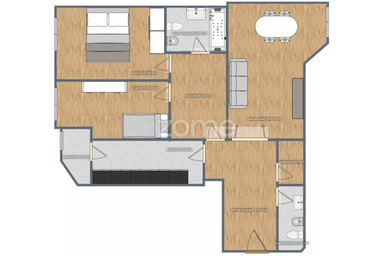 Apartamento T2 para Venda em Gulpilhares e Valadares Planta 1