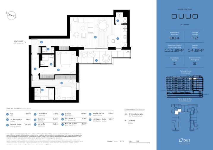Apartamento T2 para Venda em Avenidas Novas Planta 1