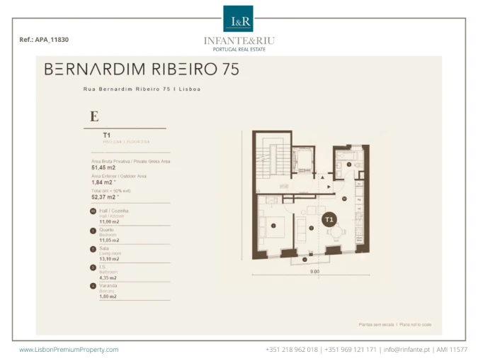 Apartamento T1 para Venda em Santo António Planta 1