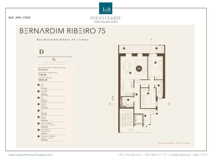 Apartamento T2 para Venda em Santo António Planta 1