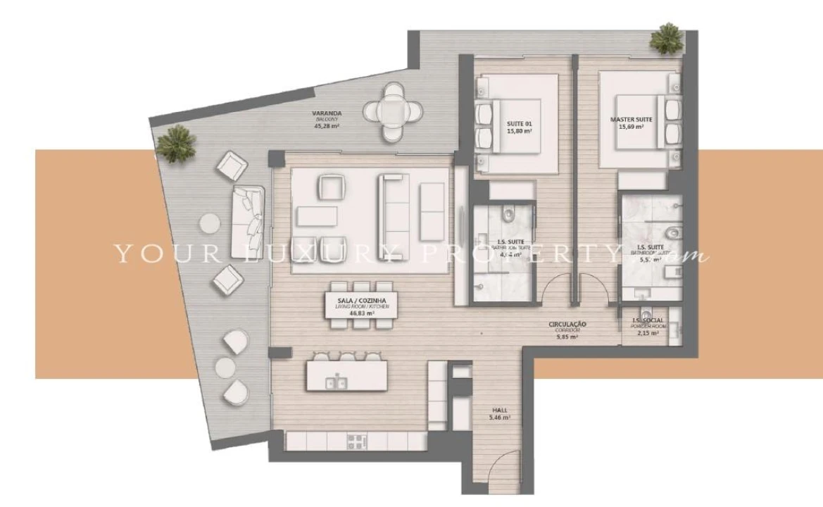 Apartamento T2 para Venda em Loule (São Clemente) Planta 2