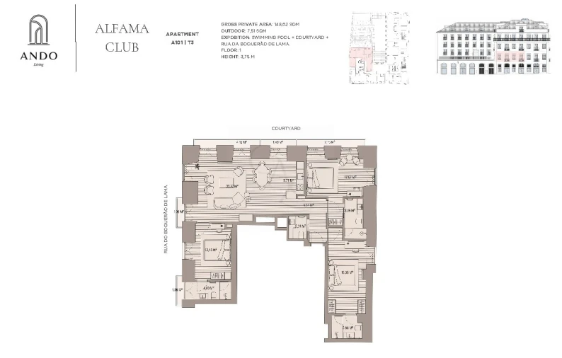 Apartamento T3 para Venda em Santa Maria Maior Planta 1