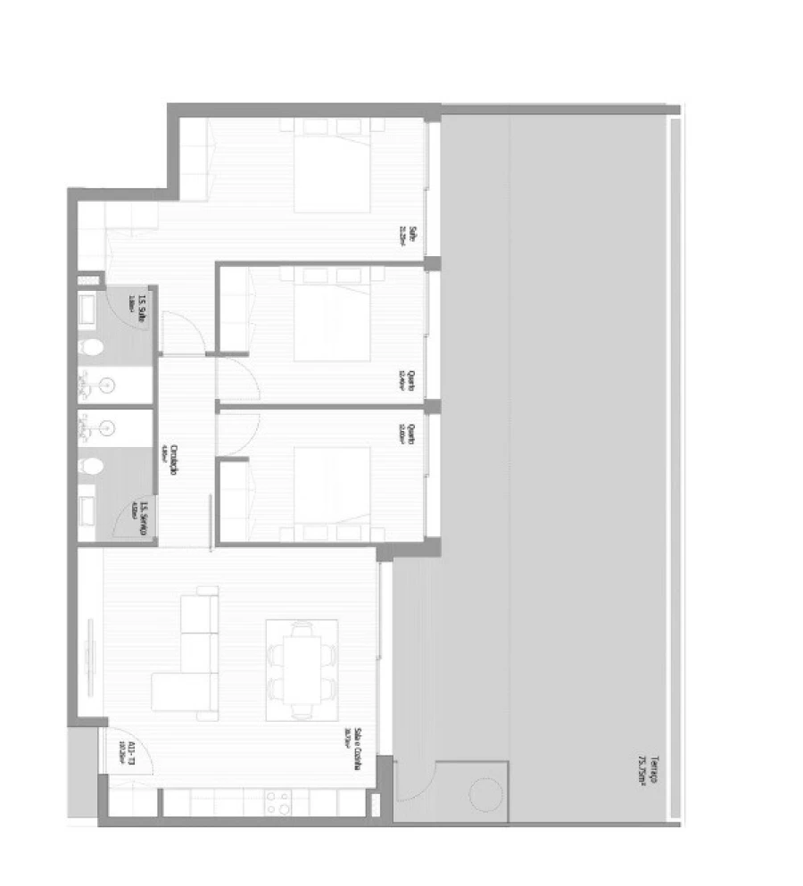 Apartamento T3 para Venda em Fânzeres e São Pedro da Cova Planta 1
