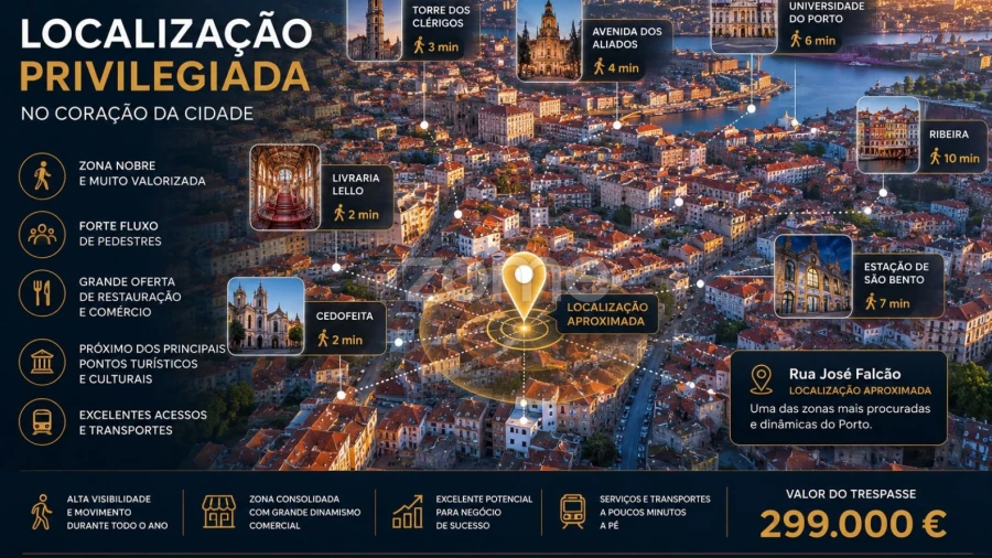 Negócio para Trespasse em Cedofeita, Santo Ildefonso, Sé, Miragaia, São Nicolau e Vitória