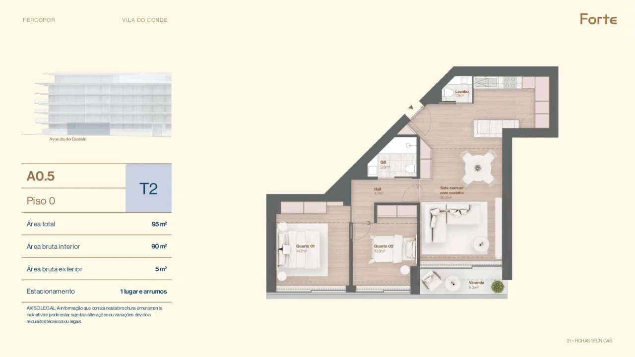 Apartamento T2 para Venda em Vila do Conde Foto 31