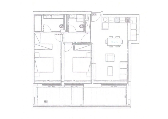 Apartamento T2 para Arrendamento em Canidelo Planta 1