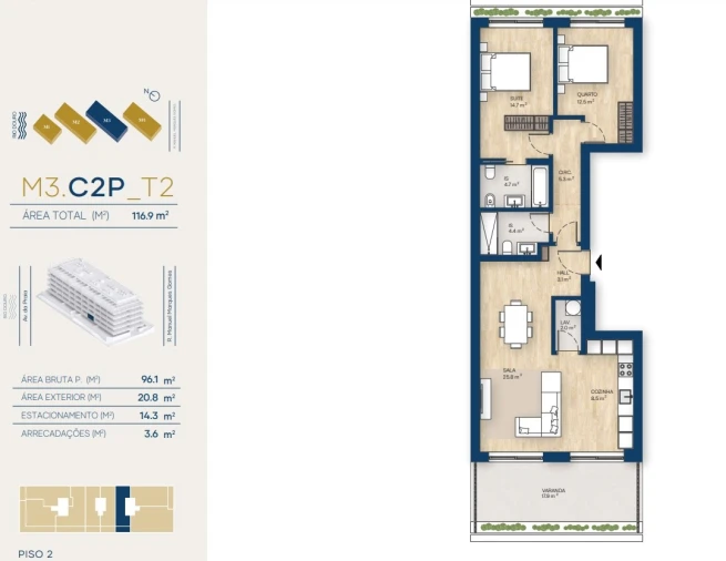 Apartamento T1 para Venda em Santa Marinha e São Pedro da Afurada Planta 1