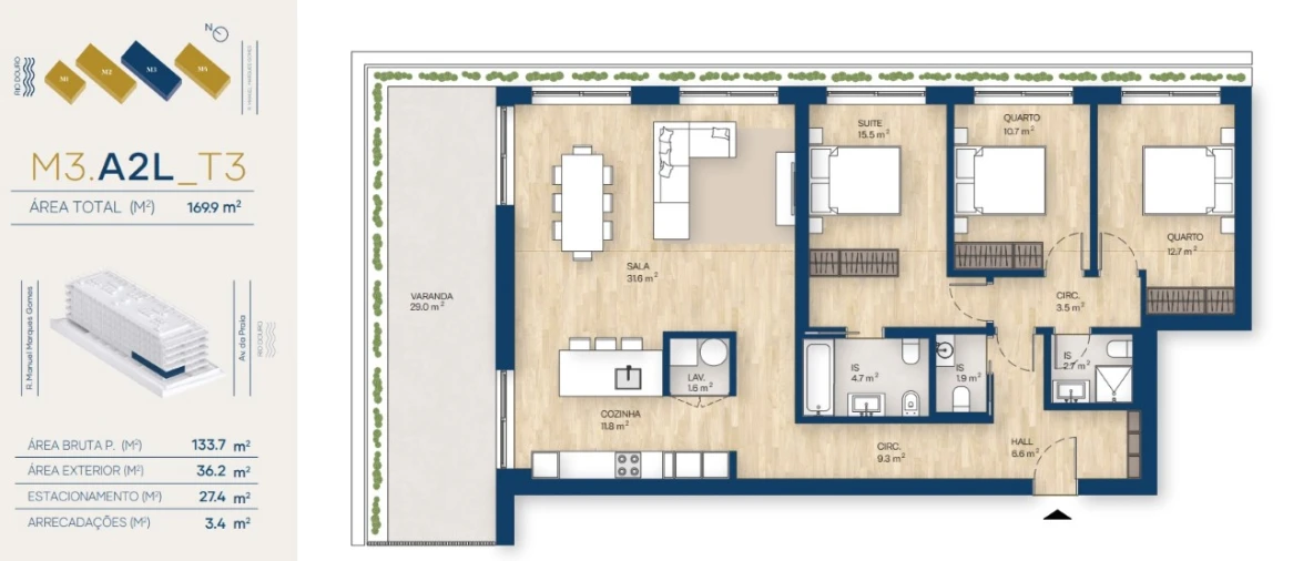 Apartamento T1 para Venda em Santa Marinha e São Pedro da Afurada Planta 2