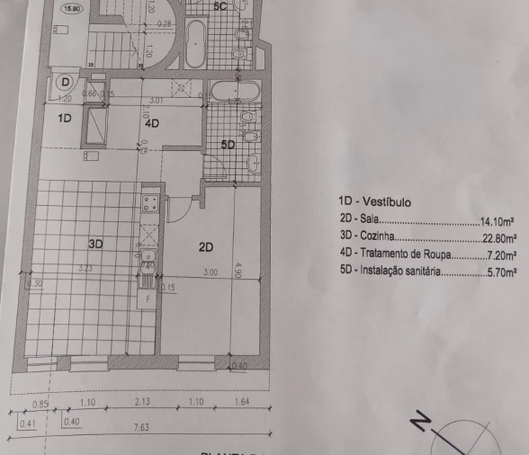Apartamento T2 para Venda em Lagos (São Sebastião e Santa Maria) Planta 1