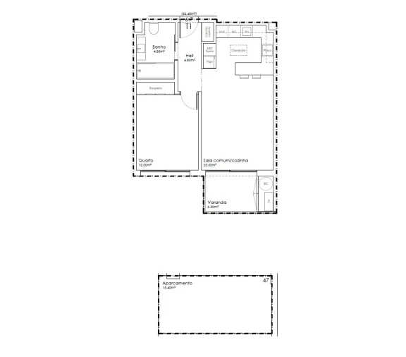 Apartamento T1 para Venda em São João da Madeira Planta 1