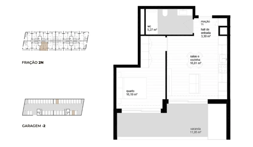 Apartamento T1 para Venda em Campos e Vila Meã Planta 1
