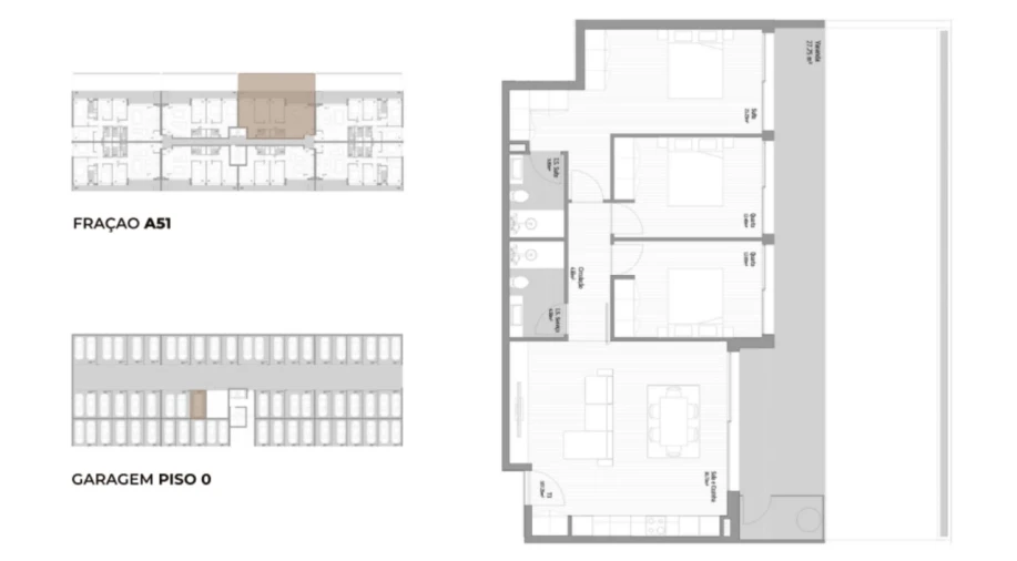 Apartamento T3 para Venda em Fânzeres e São Pedro da Cova Planta 1
