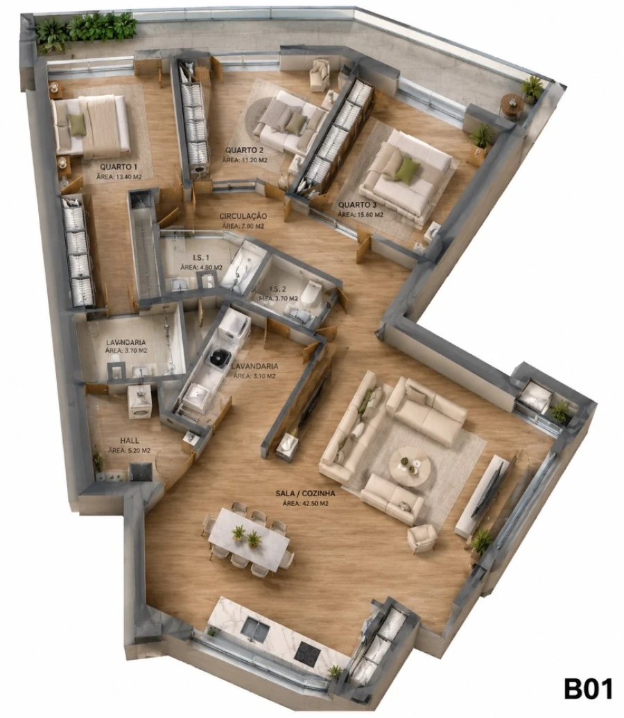 Apartamento T3 para Venda em Oliveira do Douro Planta 1