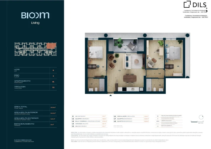 Apartamento T3 para Venda em Moreira Planta 1