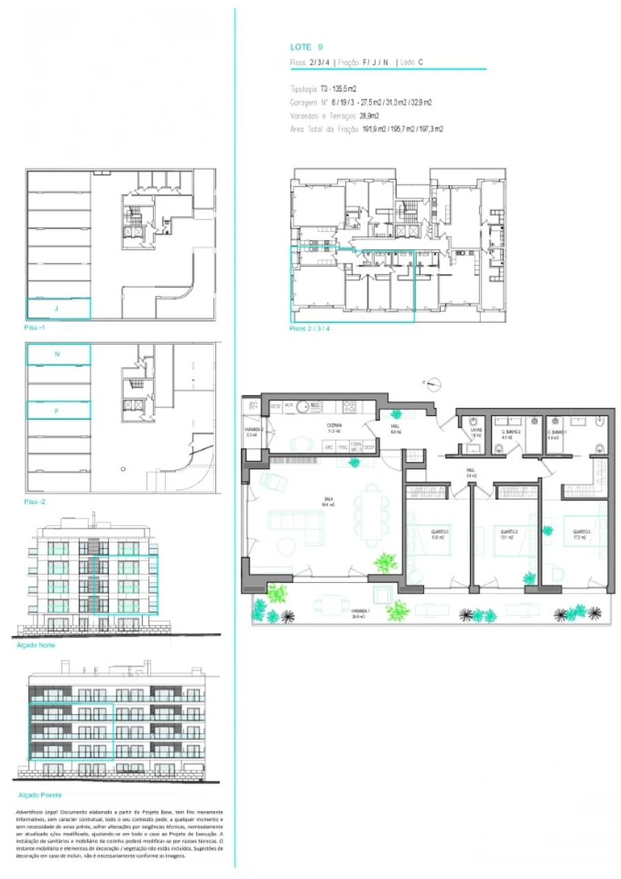 Apartamento T3 para Venda em Carcavelos e Parede Planta 1