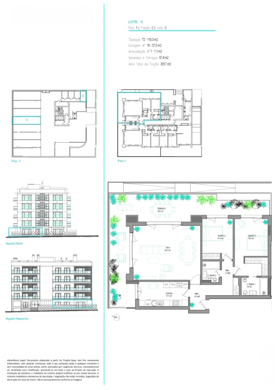 Apartamento T2 para Venda em Carcavelos e Parede Planta 1