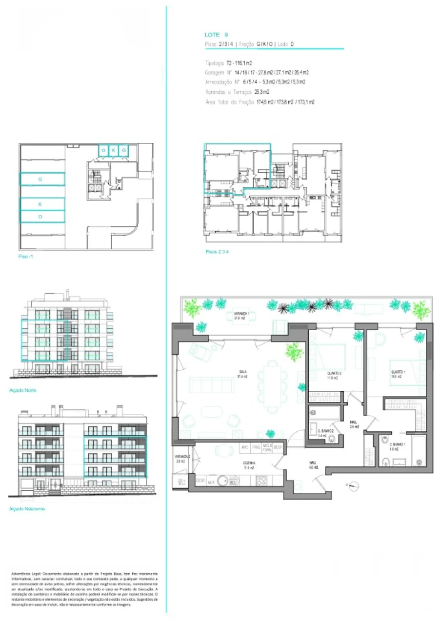 Apartamento T2 para Venda em Carcavelos e Parede Planta 1