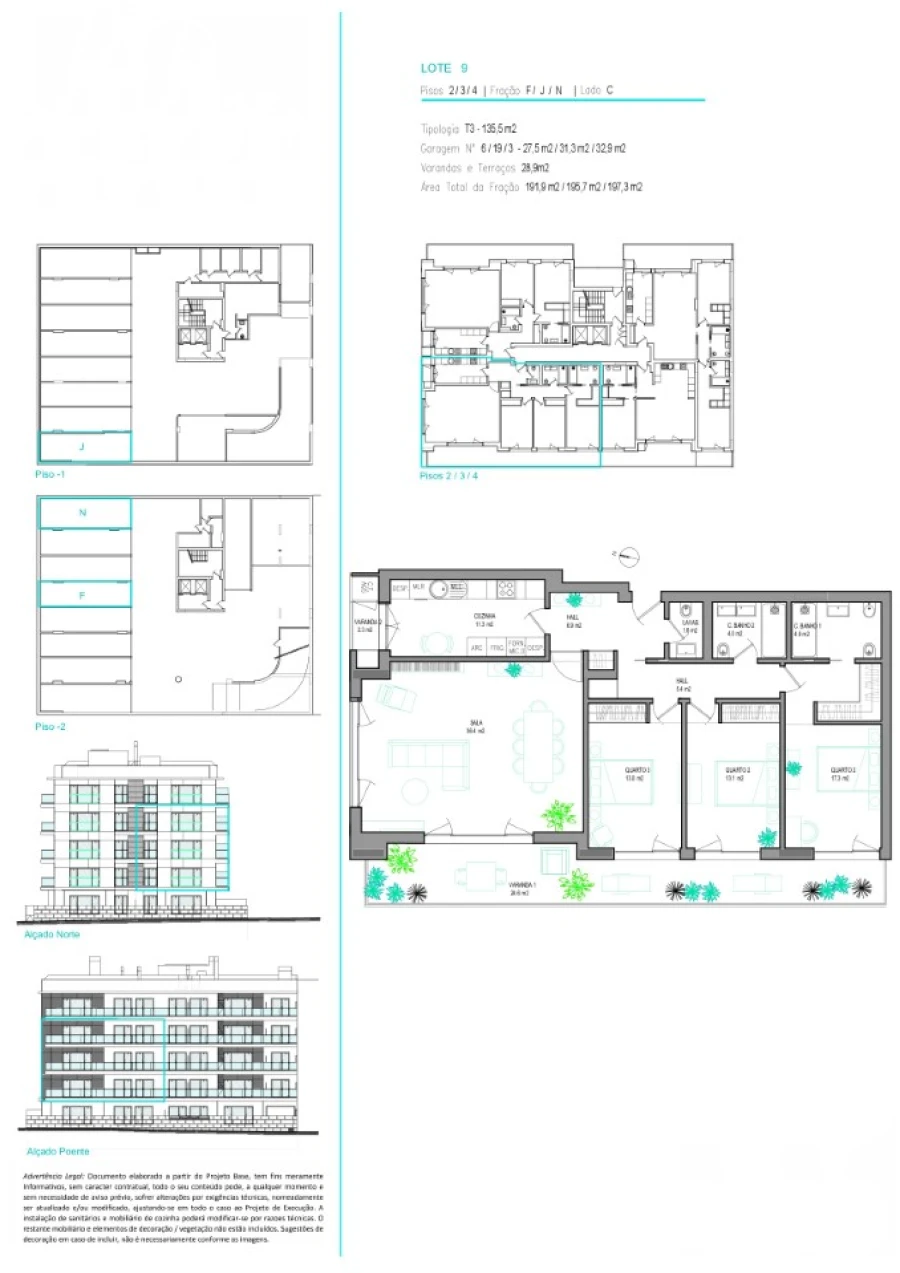 Apartamento T3 para Venda em Carcavelos e Parede Planta 1