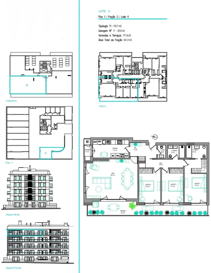 Apartamento T3 para Venda em Carcavelos e Parede Planta 1