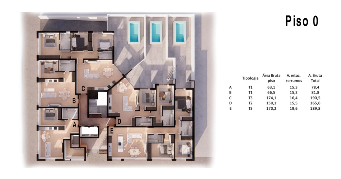 Apartamento T3 para Venda em Costa da Caparica Planta 2