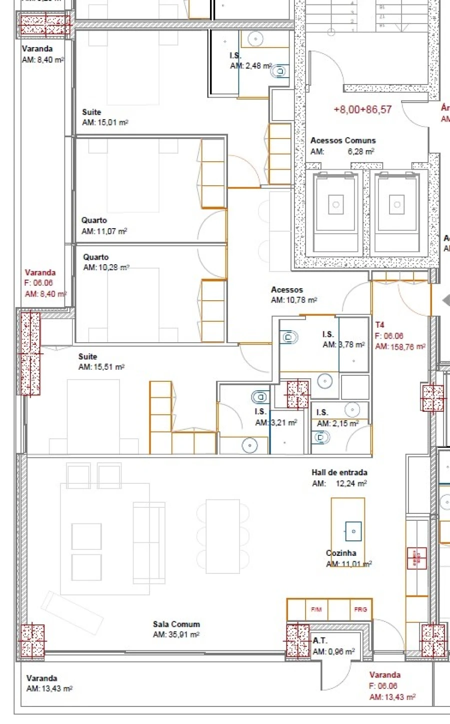 Apartamento T4 para Venda em Ramalde Planta 1
