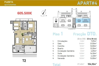Apartamento T2 para Venda em Moncarapacho e Fuseta