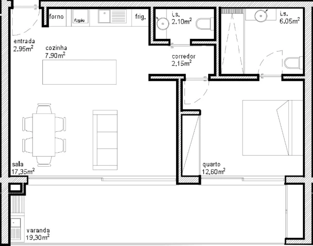 Apartamento T1 para Venda em Santo Antonio Planta 2