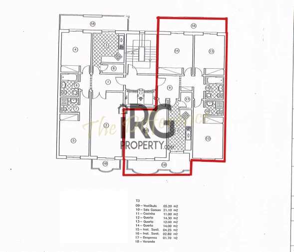 Apartamento T3 para Venda em Loule (São Clemente) Planta 1