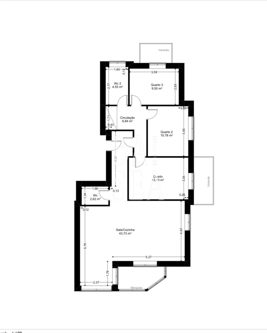 Apartamento T3 para Venda em Ferreiros e Gondizalves Planta 1