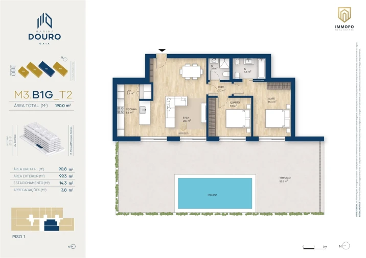Apartamento T2 para Venda em Santa Marinha e São Pedro da Afurada Planta 1
