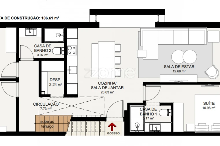 Apartamento T3 para Venda em Porto Covo Planta 1