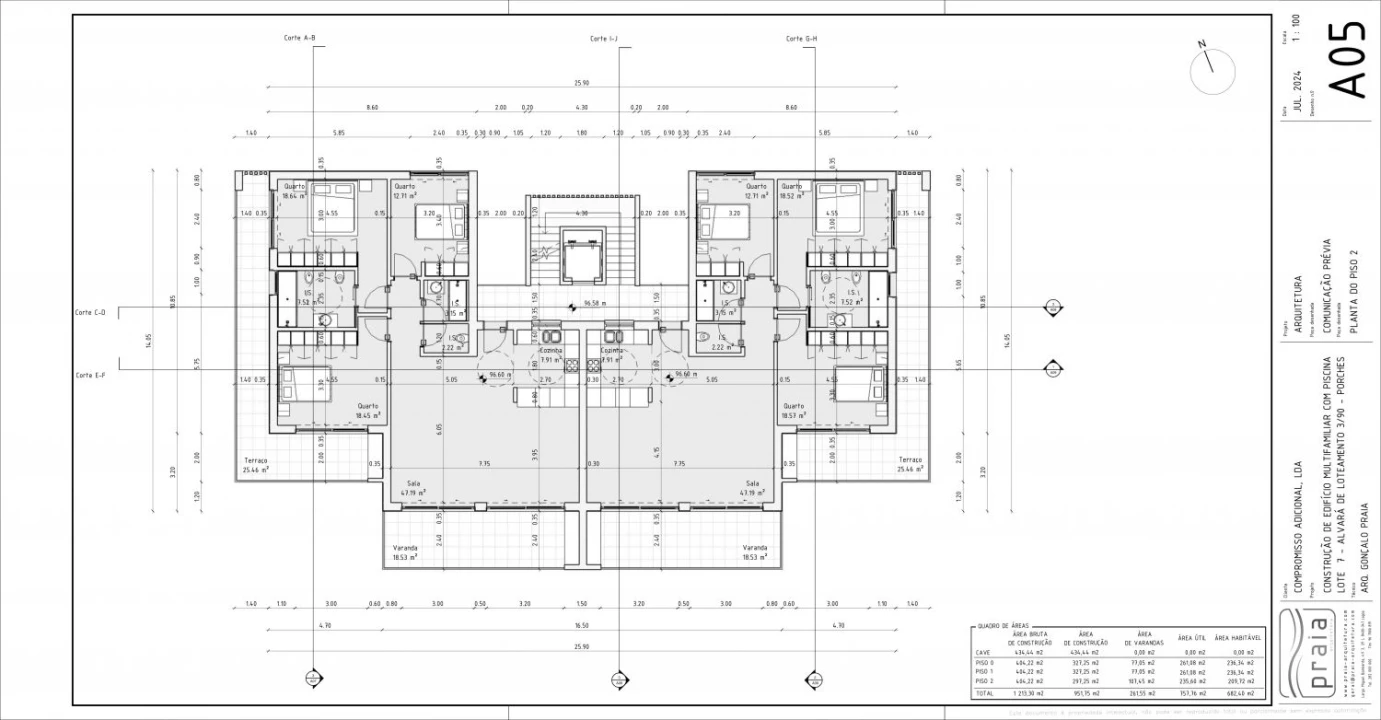 Apartamento T3 para Venda em Porches Planta 3
