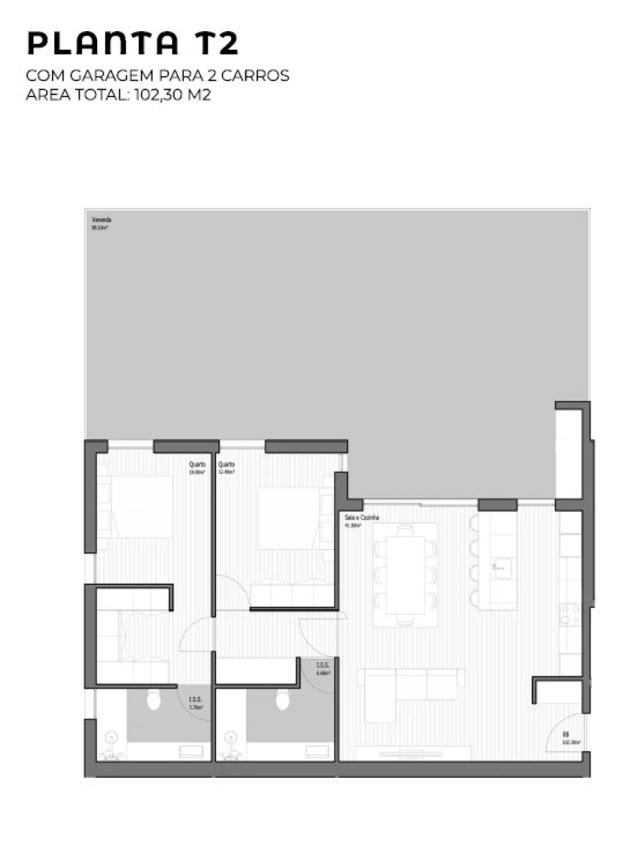 Apartamento T2 para Venda em Poiares (Santo Andre) Planta 1