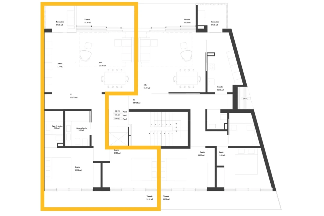 Apartamento T2 para Venda em Madalena Planta 2