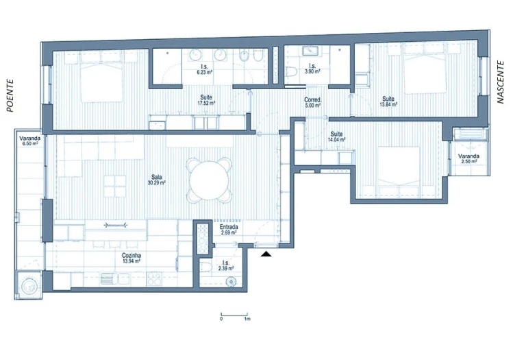 Apartamento T3 para Venda em Mafamude e Vilar do Paraíso Planta 1