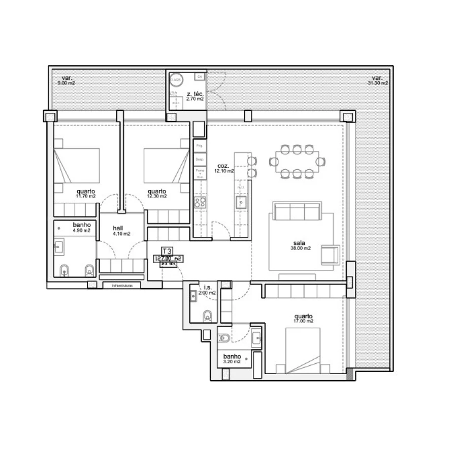 Apartamento T3 para Venda em Paranhos Planta 1