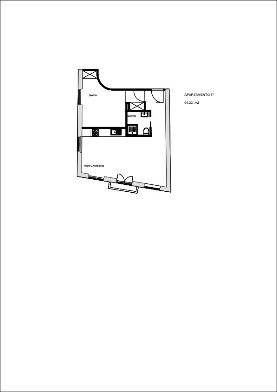Apartamento T1 para Venda em Aldoar, Foz do Douro e Nevogilde Planta 1