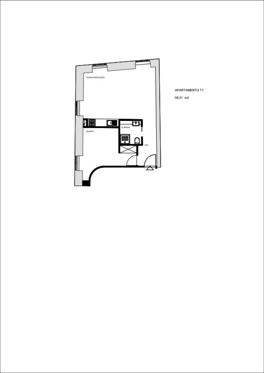 Apartamento T1 para Venda em Aldoar, Foz do Douro e Nevogilde Planta 1