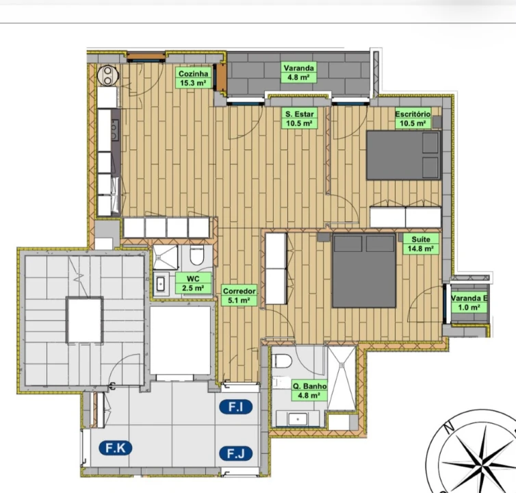 Apartamento T2 para Venda em Vila do Conde Planta 3