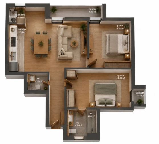 Apartamento T2 para Venda em Vila do Conde Planta 1