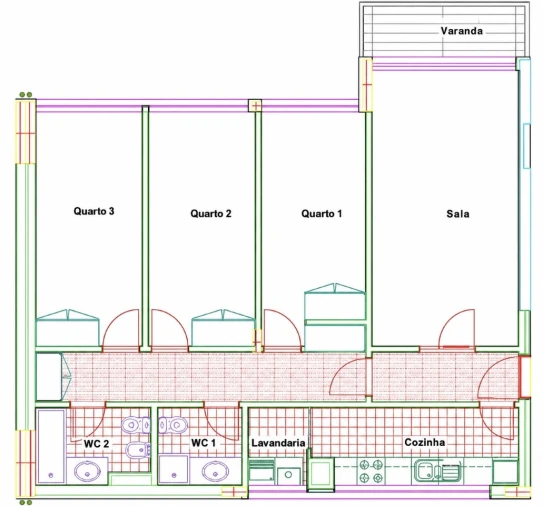 Apartamento T3 para Arrendamento em Cedofeita, Santo Ildefonso, Sé, Miragaia, São Nicolau e Vitória Planta 1
