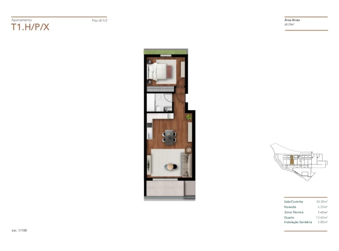 Apartamento T1 para Venda em Funchal (Santa Luzia) Planta 1