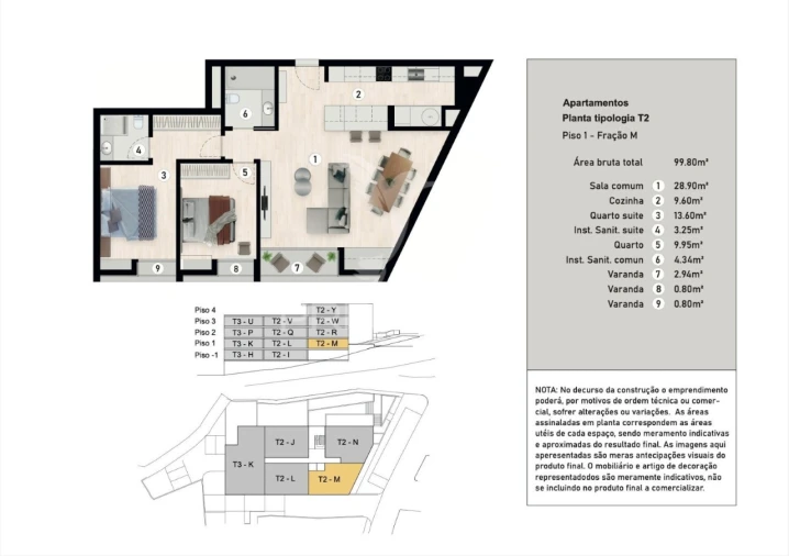 Apartamento T2 para Venda em Caniço Planta 1